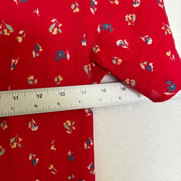 Ivy City Co womens Allie Dress Red Floral midi short sleeve button up size XS - Picture 8 of 9